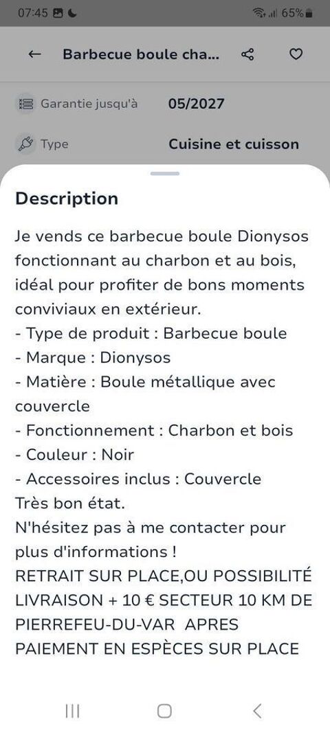 BARBECUE BOULE CHARBON DE BOIS Pierrefeu-du-Var (83)