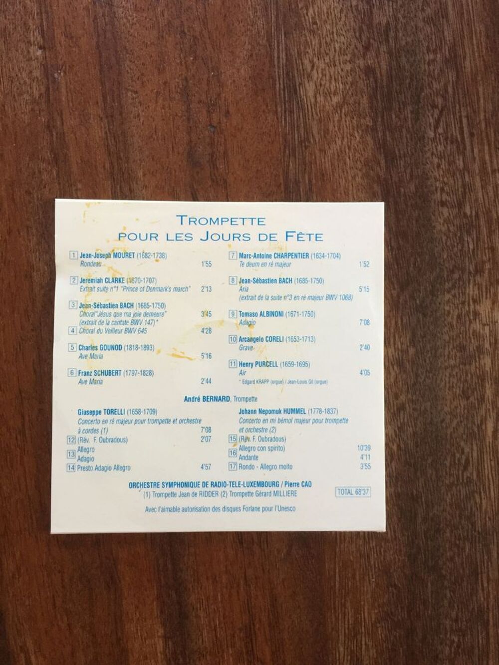 CD Trompette pour les jours de f&ecirc;te - Unesco CD et vinyles