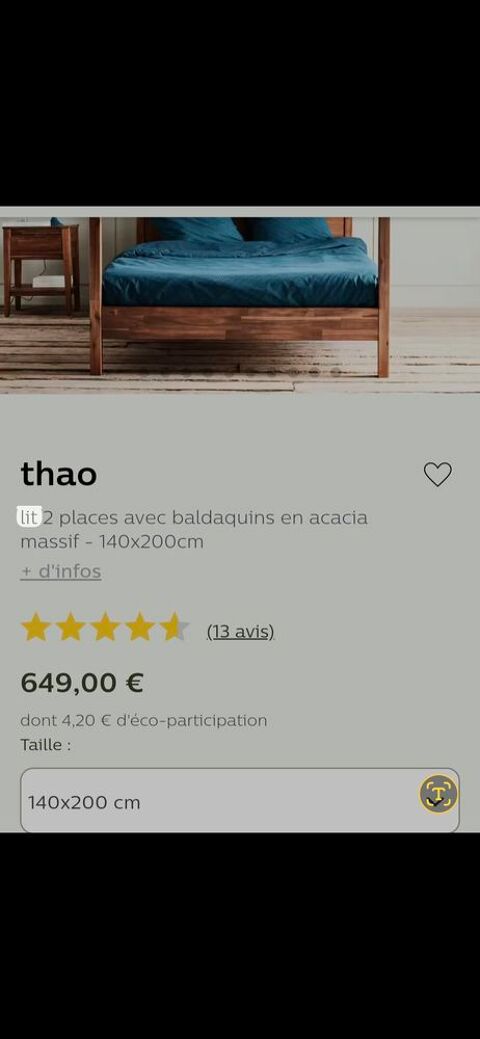 Lit, Matelas et 2 Tables de chevets 600 Massy (91)