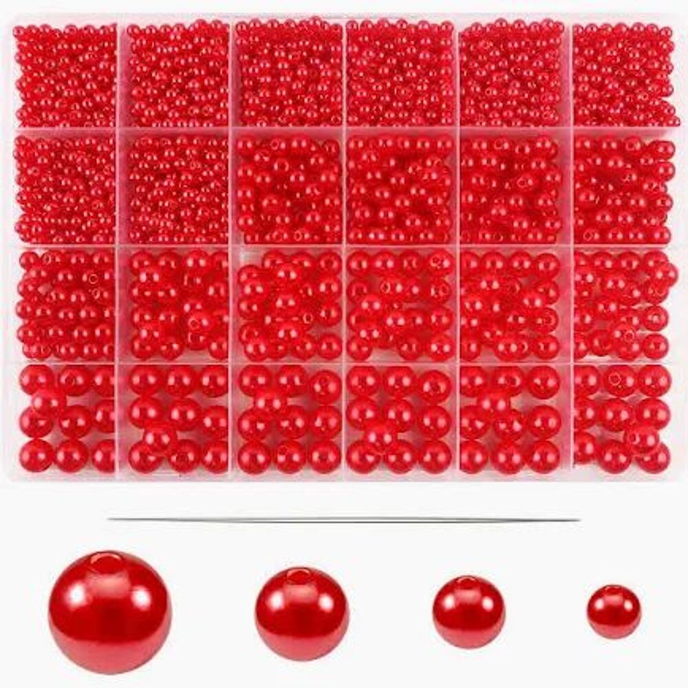 1500 Perles Rouge Nacr&eacute;es Plastique Rondes de 4 mm &agrave; 10 mm a Jeux / jouets