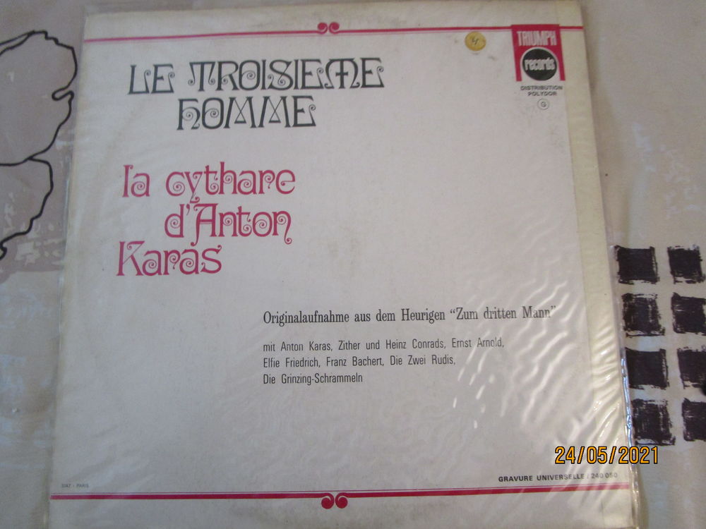 vinyle "le troisi&egrave;me homme" la cytare d'ANTON KARAS CD et vinyles