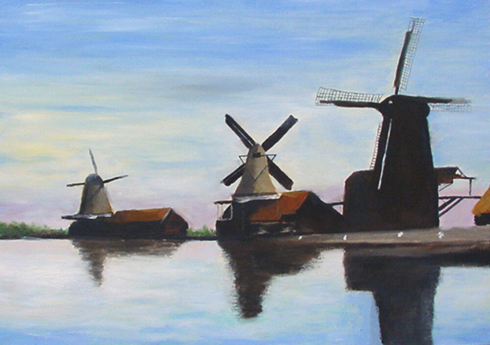 Tableau paysage moulins &agrave; vent 