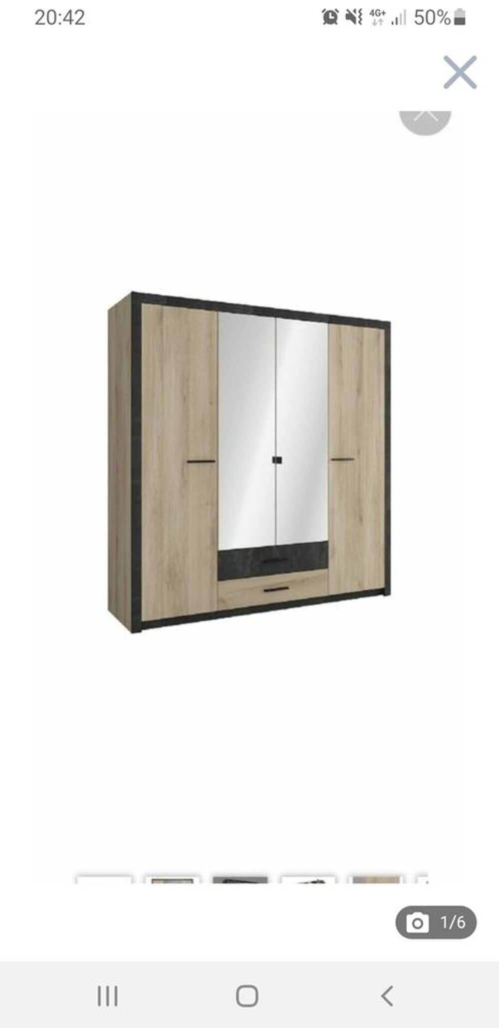 armoire 4 portes avec miroir, ling&egrave;re et penderie NEUVE Meubles