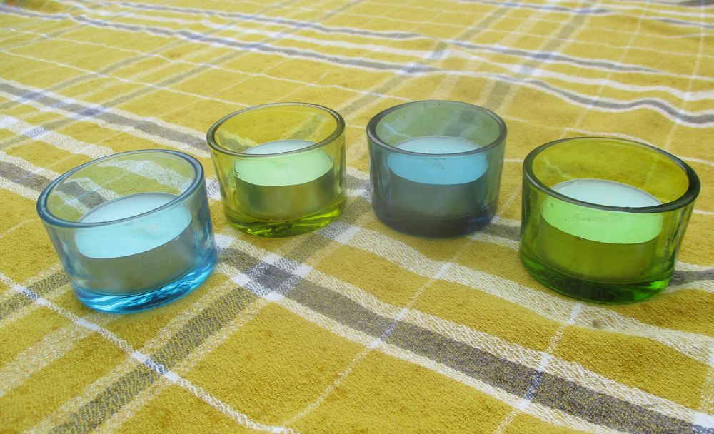 Lot de 4 Bougeoirs Transparents avec Bougies Chauffe-plats Décoration