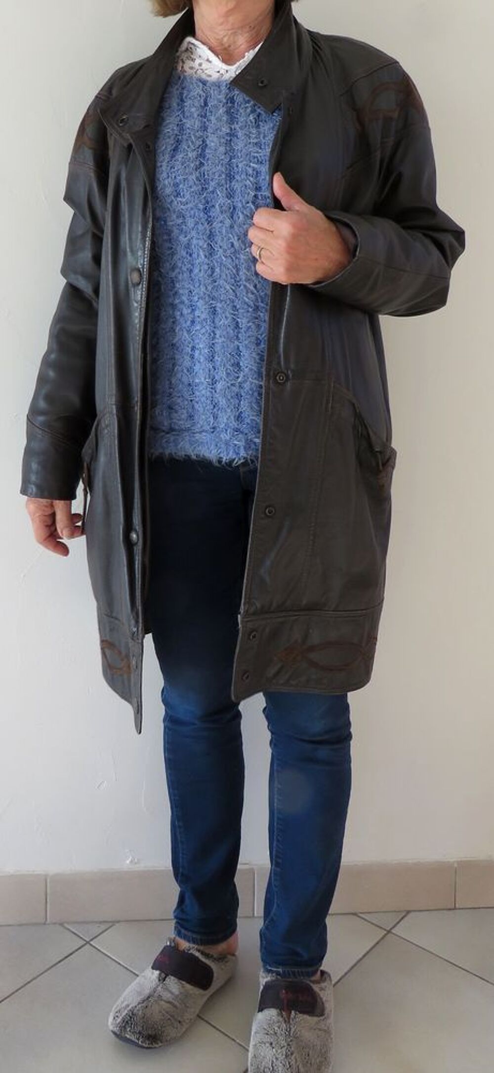 Manteau 3/4, 100 % cuir agneau, taille 38 Vêtements