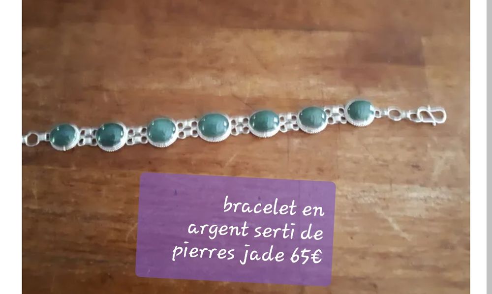 Bracelet argent serti pierres jade Bijoux et montres