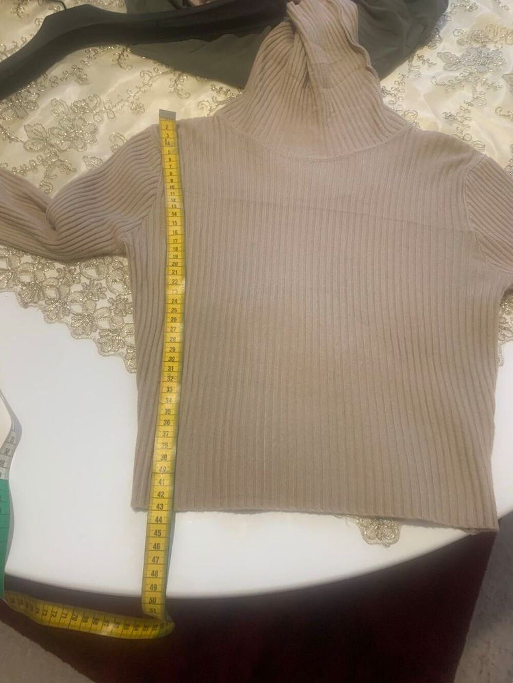 Haut court c&ocirc;tel&eacute; beige LISSIMO - Neuf avec &eacute;tiquette - Taille unique Vêtements