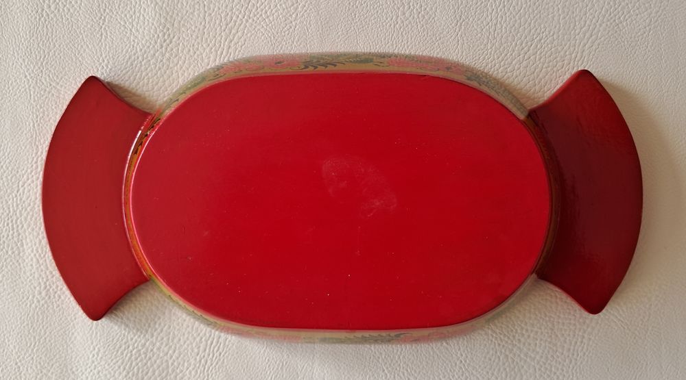 plat vintage Khokhloma URSS peint et laqu&eacute; &agrave; la main 
Décoration