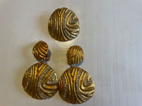 Parure Broche BO clip pendant Coquillage Strass LANVIN 230 Vigneux-sur-Seine (91)