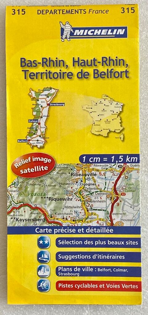 Carte routire dpartements  Bas Rhin - Haut Rhin - Belfort 2 Jou-ls-Tours (37)