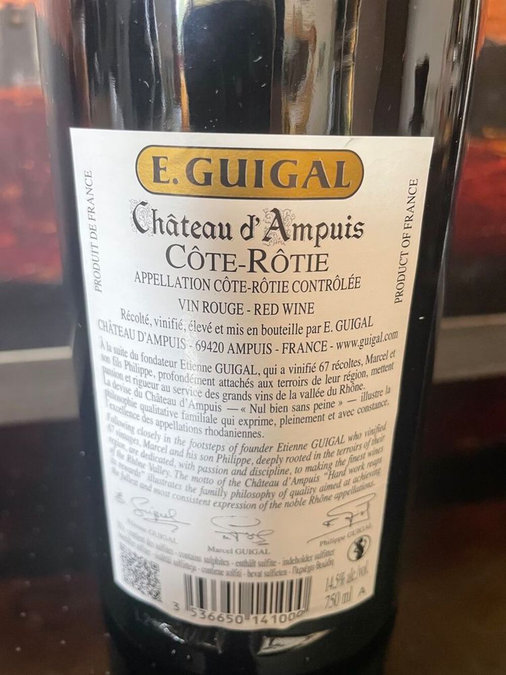 1 Bt Cote-Rotie Ch&acirc;teau D'AMPUIS 2019 GUIGAL Cuisine