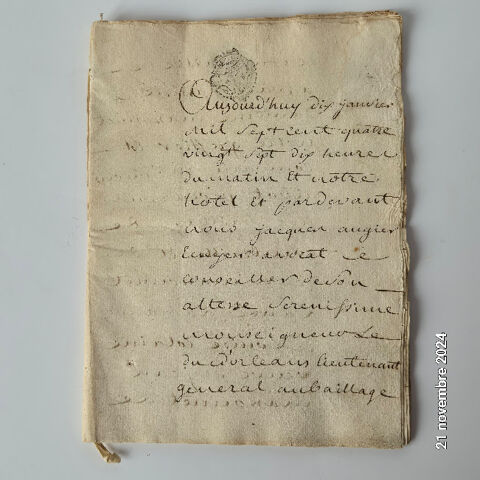 Le 10 janvier 1797 � 10 heures du matin, �crit devant Jacque 120 Saumur (49)