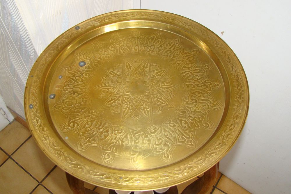 Service &agrave; caf&eacute; oriental en laiton vintage ann&eacute;es 1970 Décoration