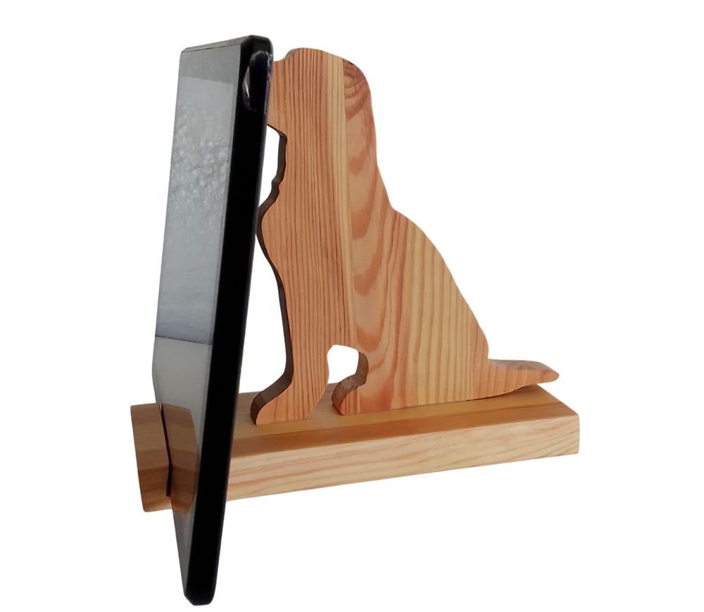 Support original t&eacute;l&eacute;phone et en bois mod&egrave;le chien labrador Téléphones et tablettes