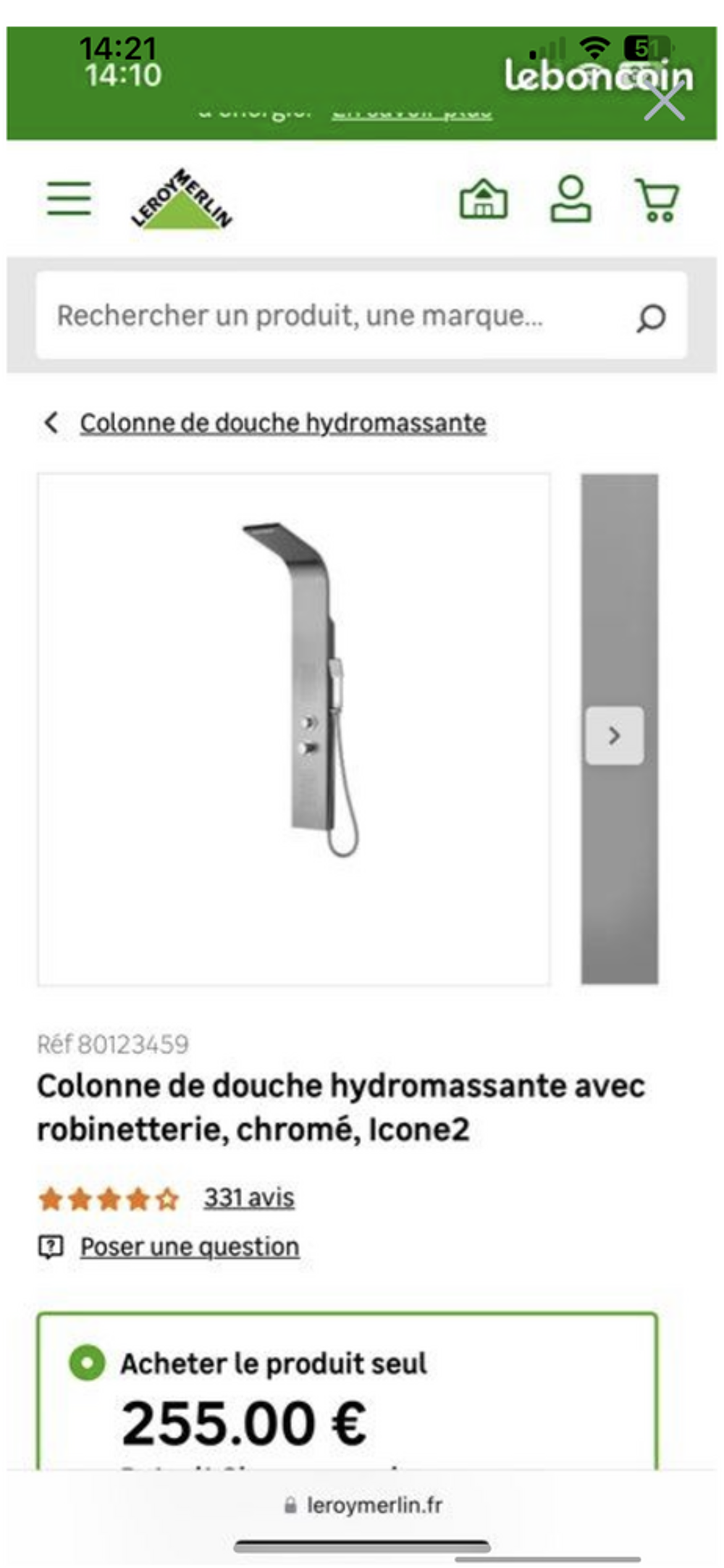 Colonne de douche hydromassante avec robinetterie Electroménager