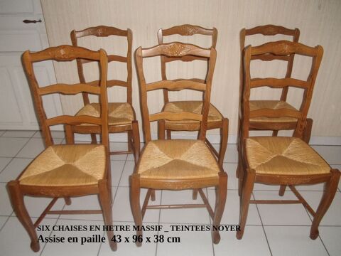 Chaises (6) en hêtre massif teinté noyer 250 Lourdes (65)