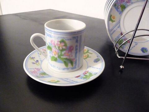 Service � Caf� Porcelaine Multicolore avec Support, 6 Tasses 15 Paris 15 (75)