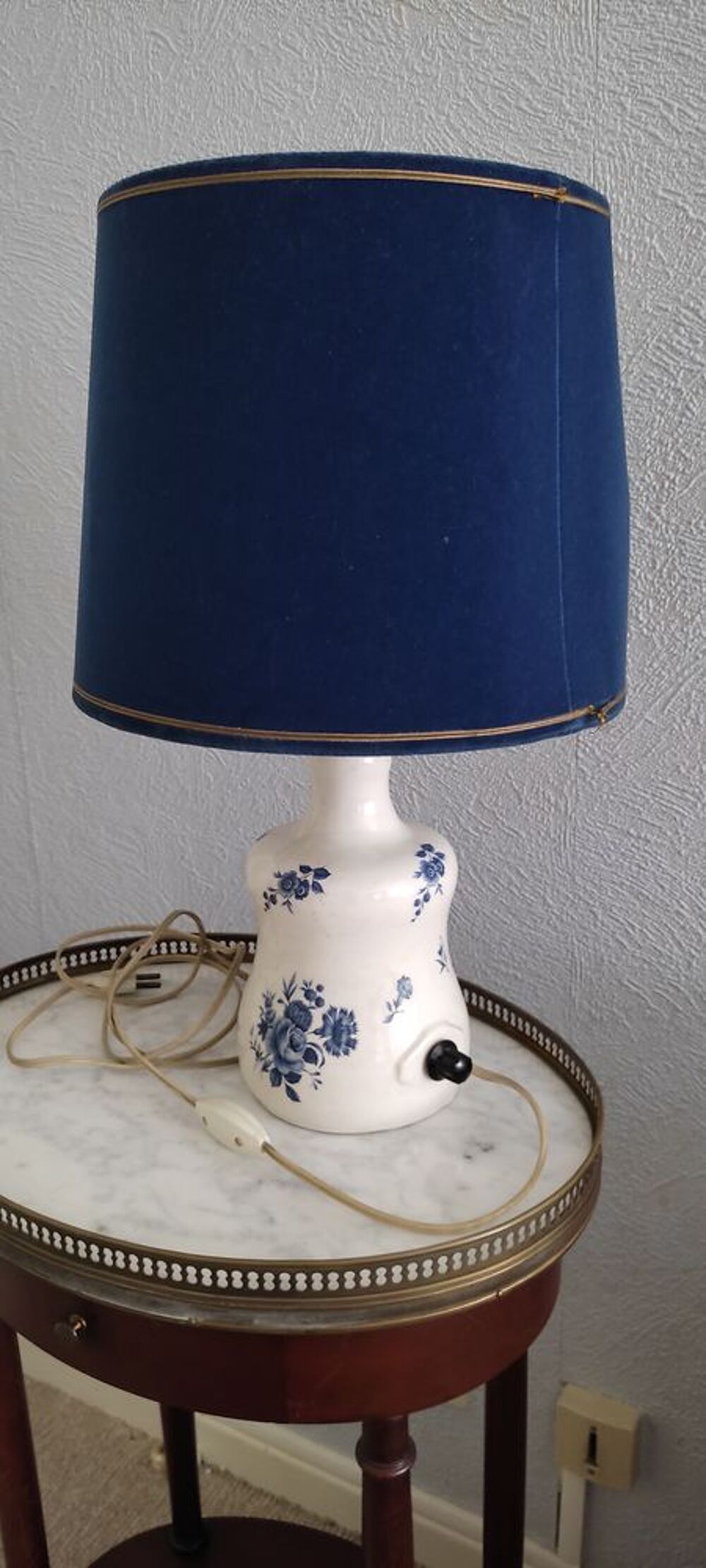 Lampe de chevet vintage avec abat jour bleu Dcoration