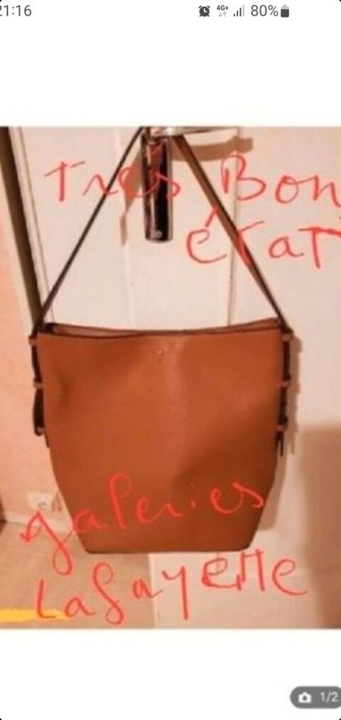 sac  main marron galeries lafayette trs bon tat  35 Bron (69)