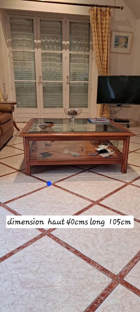 table basse carr dessus et tour  verre montant bois 120 Crespires (78)