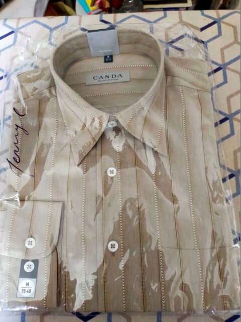 chemise C.A.N.D.A beige fonc  lgres rayures blanches col 9 Savigny-sur-Orge (91)