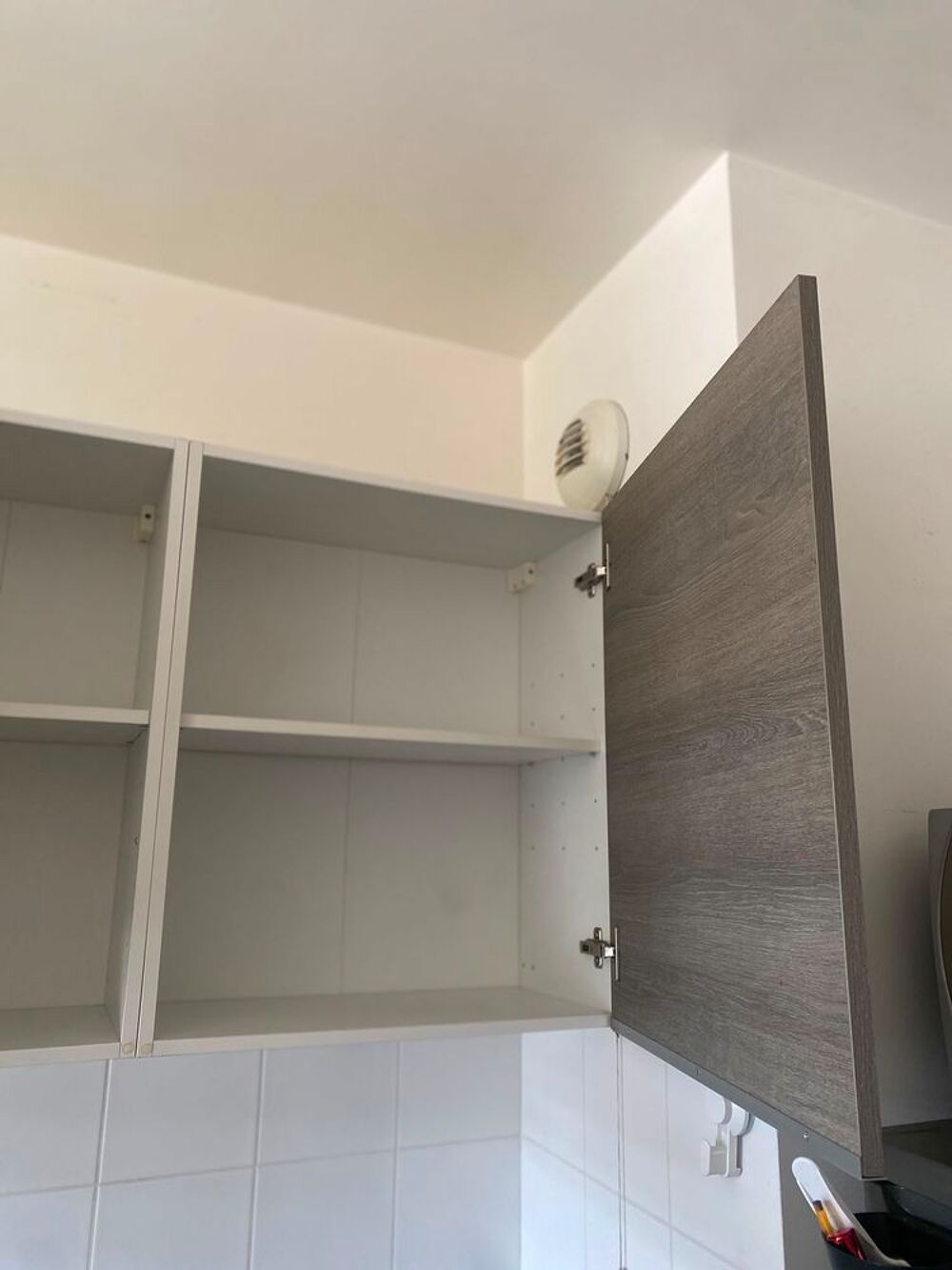 Lot meuble haut de cuisine effet bois gris marron Meubles