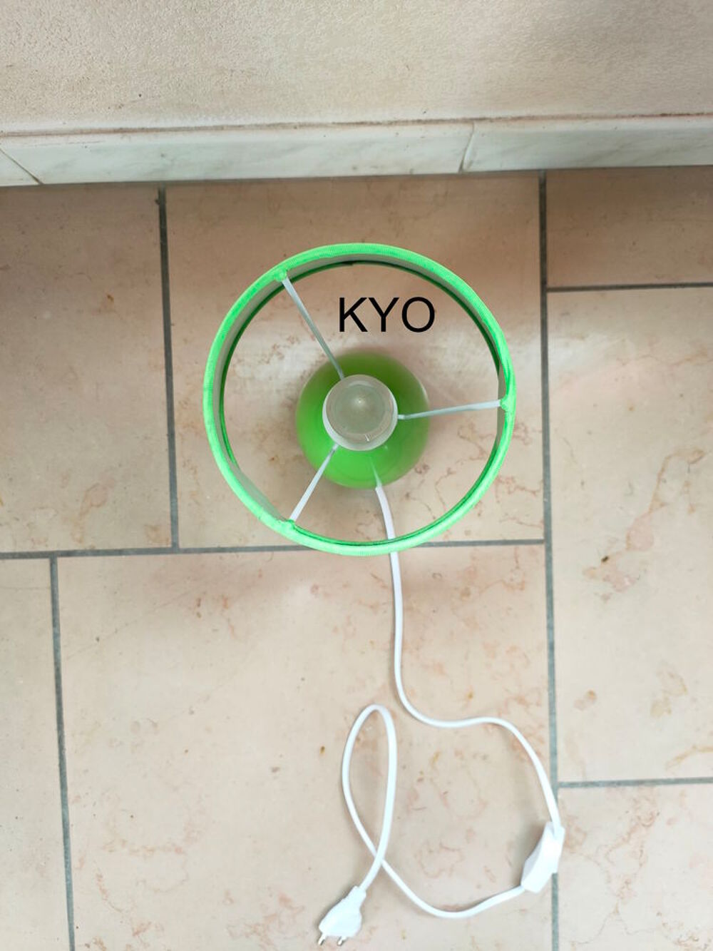 Lampe chevet vert conique cylindre rond design c&eacute;ramique Décoration