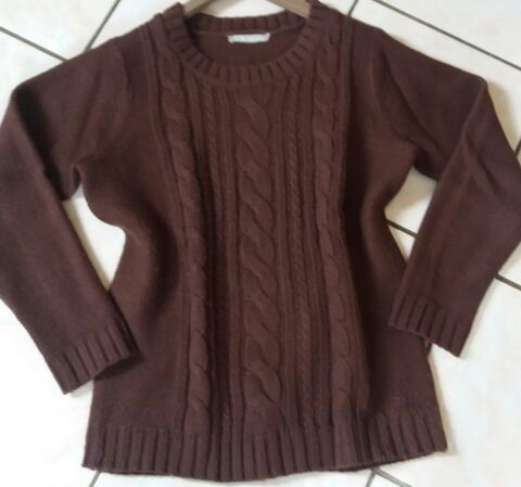 Pull femme marron motifs torsades �pais ou ski - T 42 8 Domart-en-Ponthieu (80)