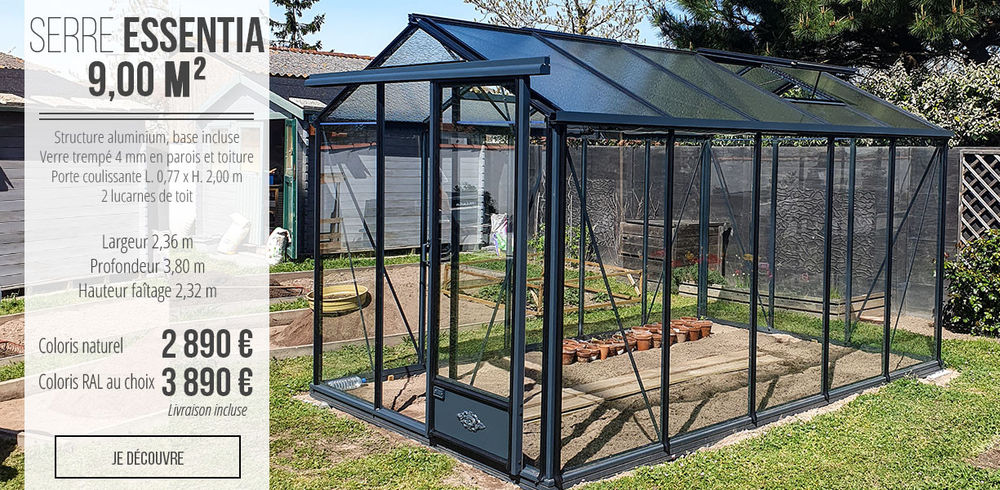 Jardin d'hiver, r&eacute;tro, adoss&eacute; de 2m32 x 3m80 Jardin