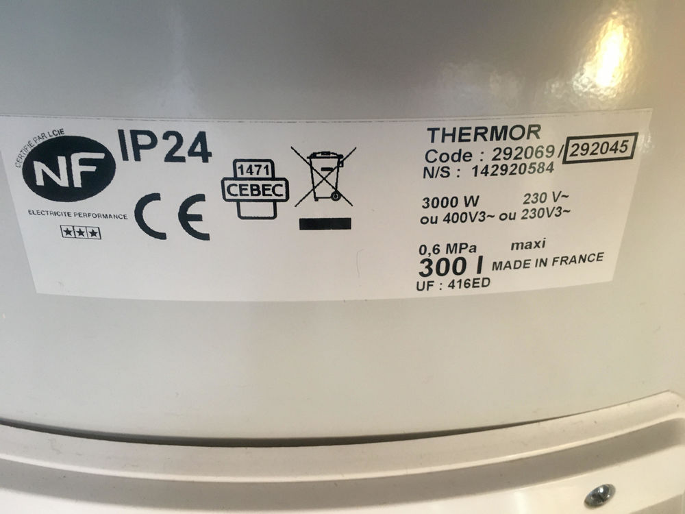 BALLON EAU CHAUDE ELECTRIQUE 300 L THERMOR ACI Bricolage