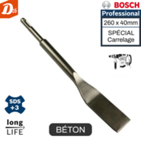   Burin Plat BOSCH SDS-plus-3 LONGUE VIE pour Carrelage 