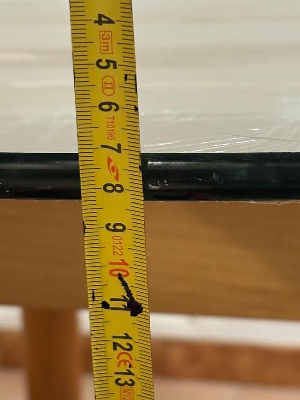 Table &agrave; manger 110 cm, dessus en verre &eacute;pais, structure Bois, d&eacute;montable pour le transport Meubles