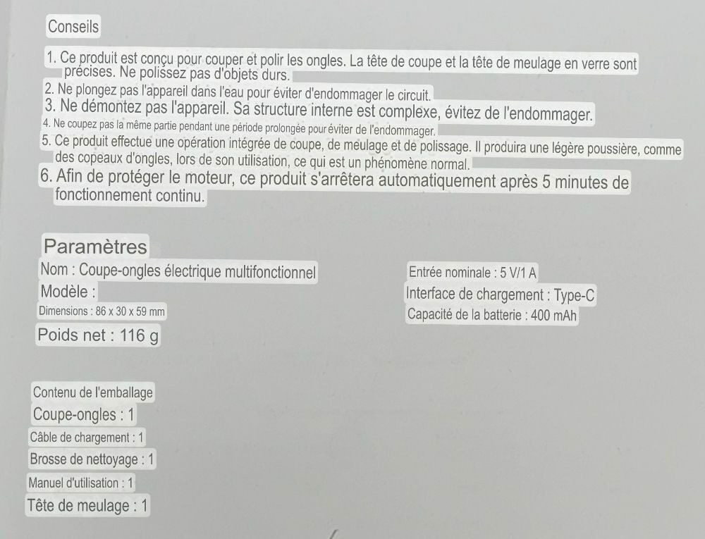 Coupe-ongles &eacute;lectrique + fonction de meulage et polissage Puériculture