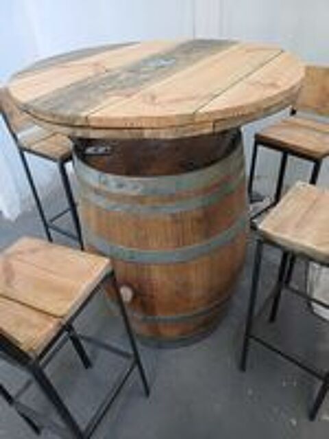   table haute avec tabouret tonneau 