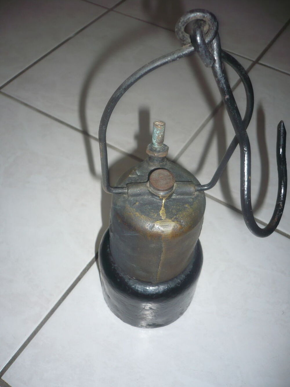 Ancienne lampe de mineur brevet&eacute; SGDS 
