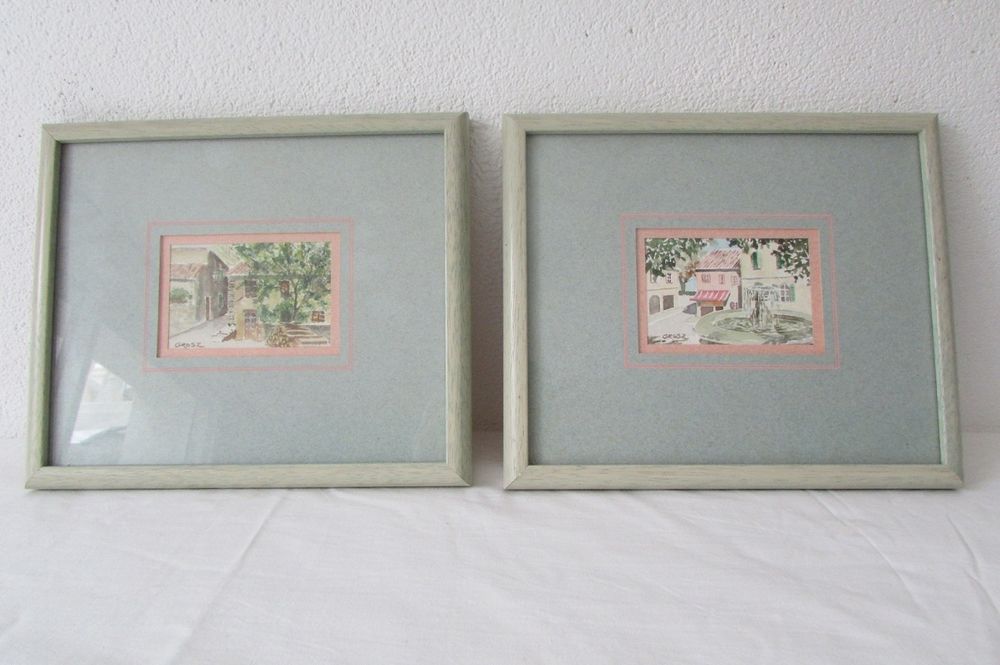 Deux aquarelles encadr&eacute;es sign&eacute;es GROSZ Décoration