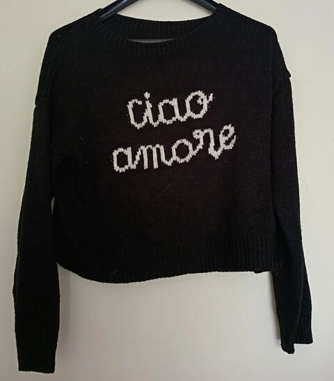 Pull fait main Texte CIAO AMORE - Taille L 6 Thonon-les-Bains (74)