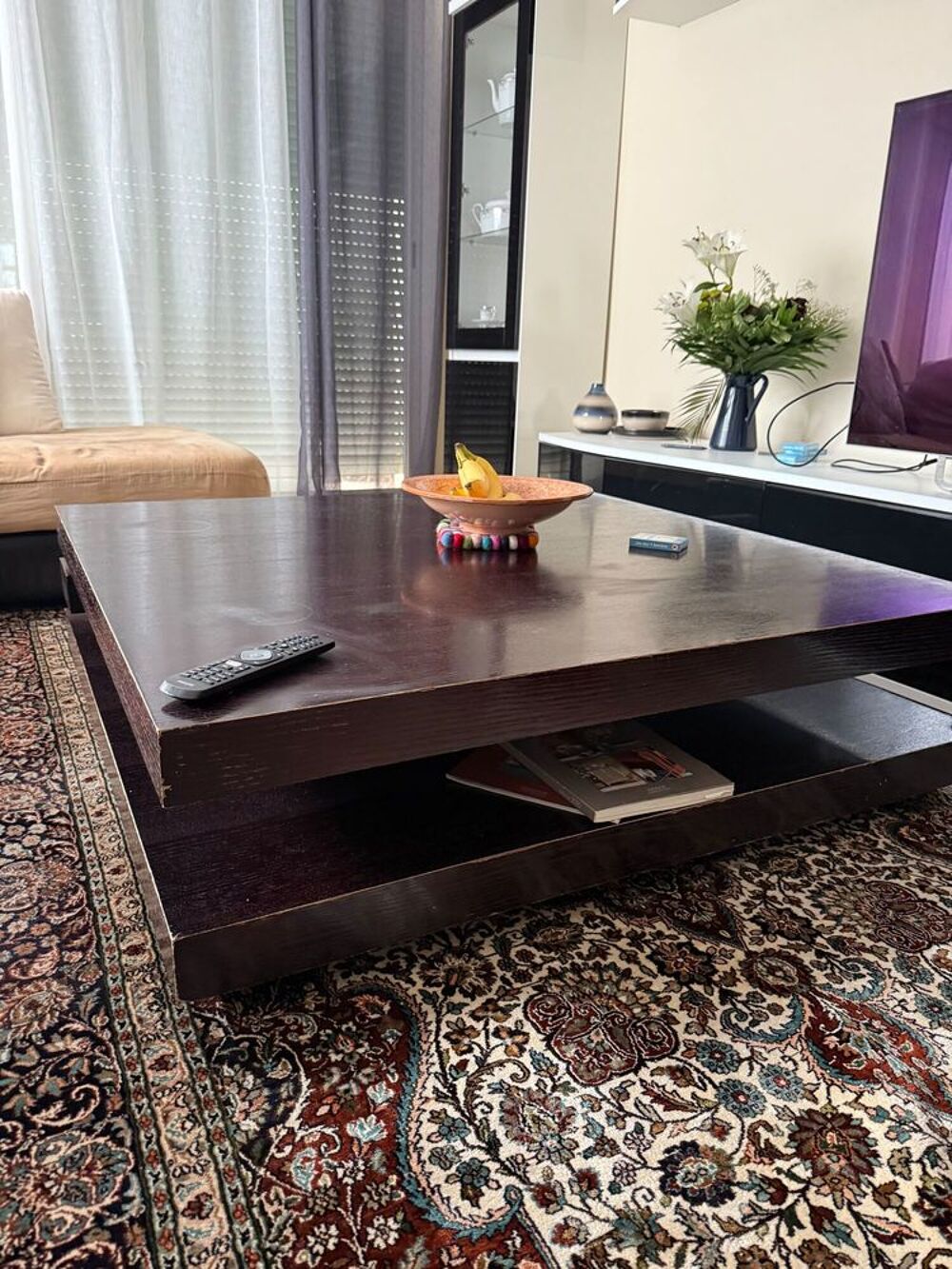 Table basse de Salon Lipstick Chene finition Weng&eacute; Meubles