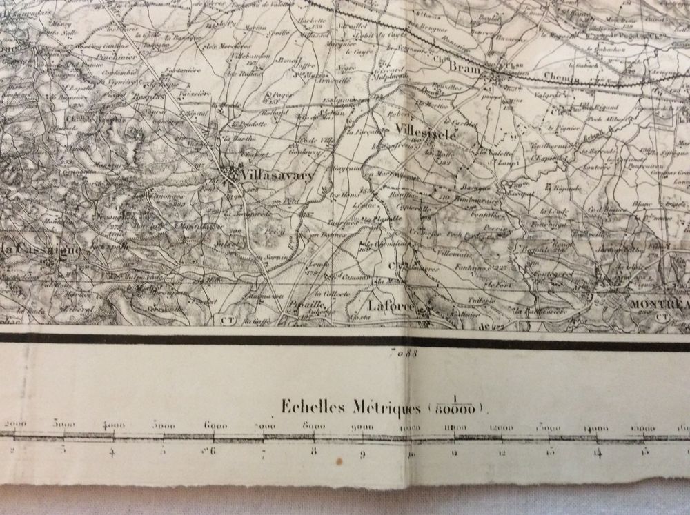 Carte &Eacute;tat Major ancienne papier pliable Man?uvres 1888 