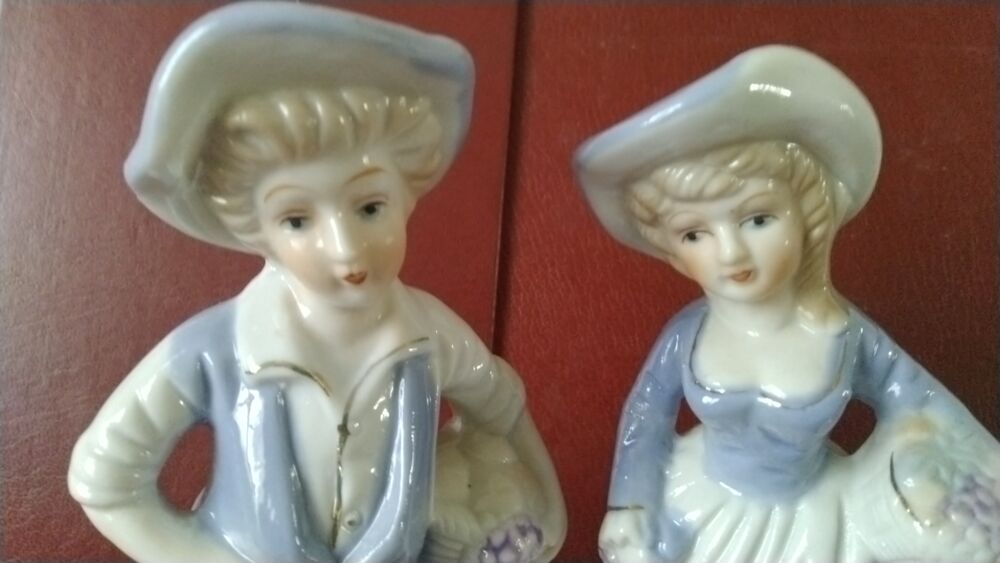 Couple porcelaine blanc bleu Décoration