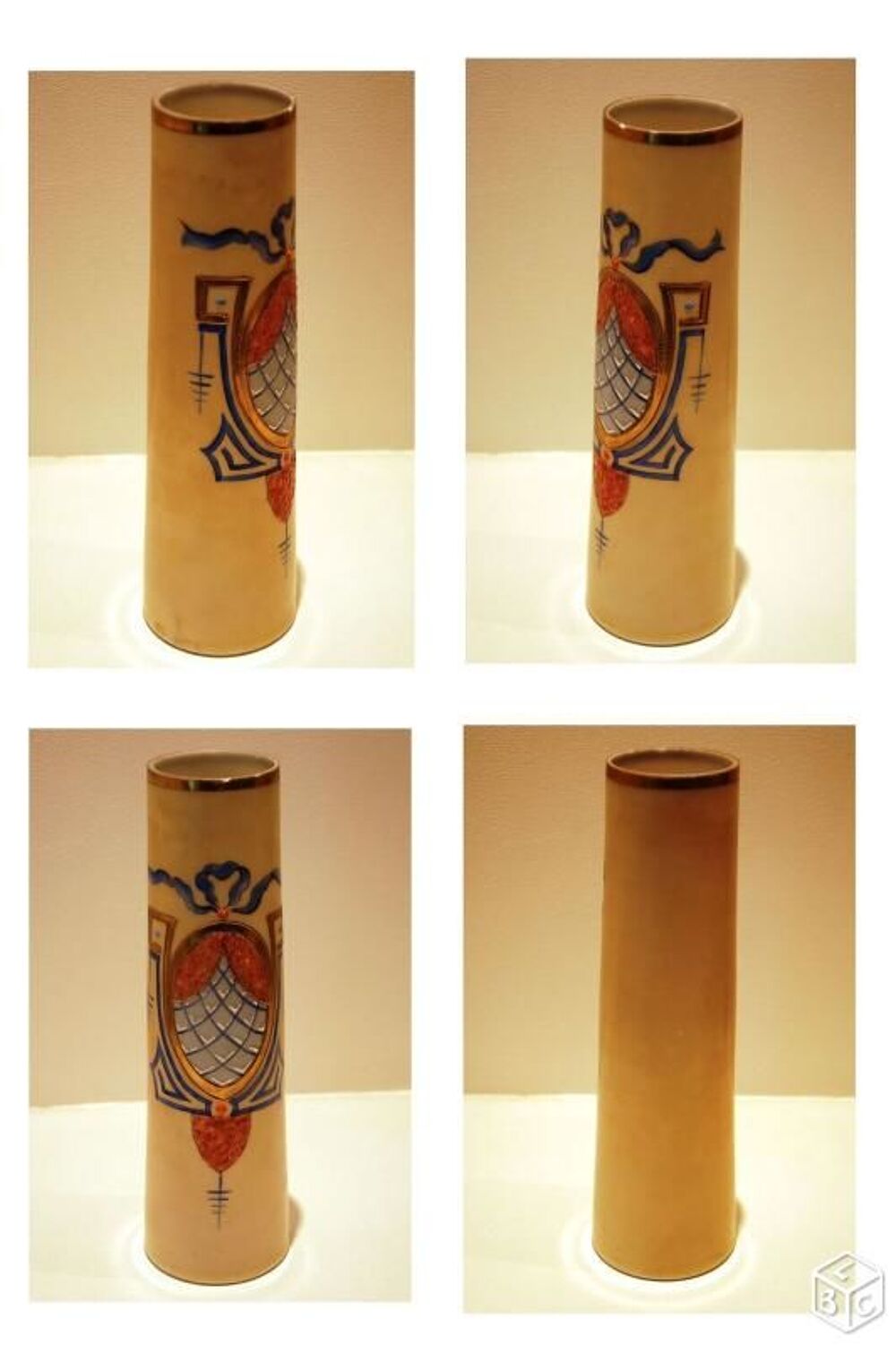 Tr&egrave;s joli vase opaline &eacute;maill&eacute; style Art Nouveau Dcoration