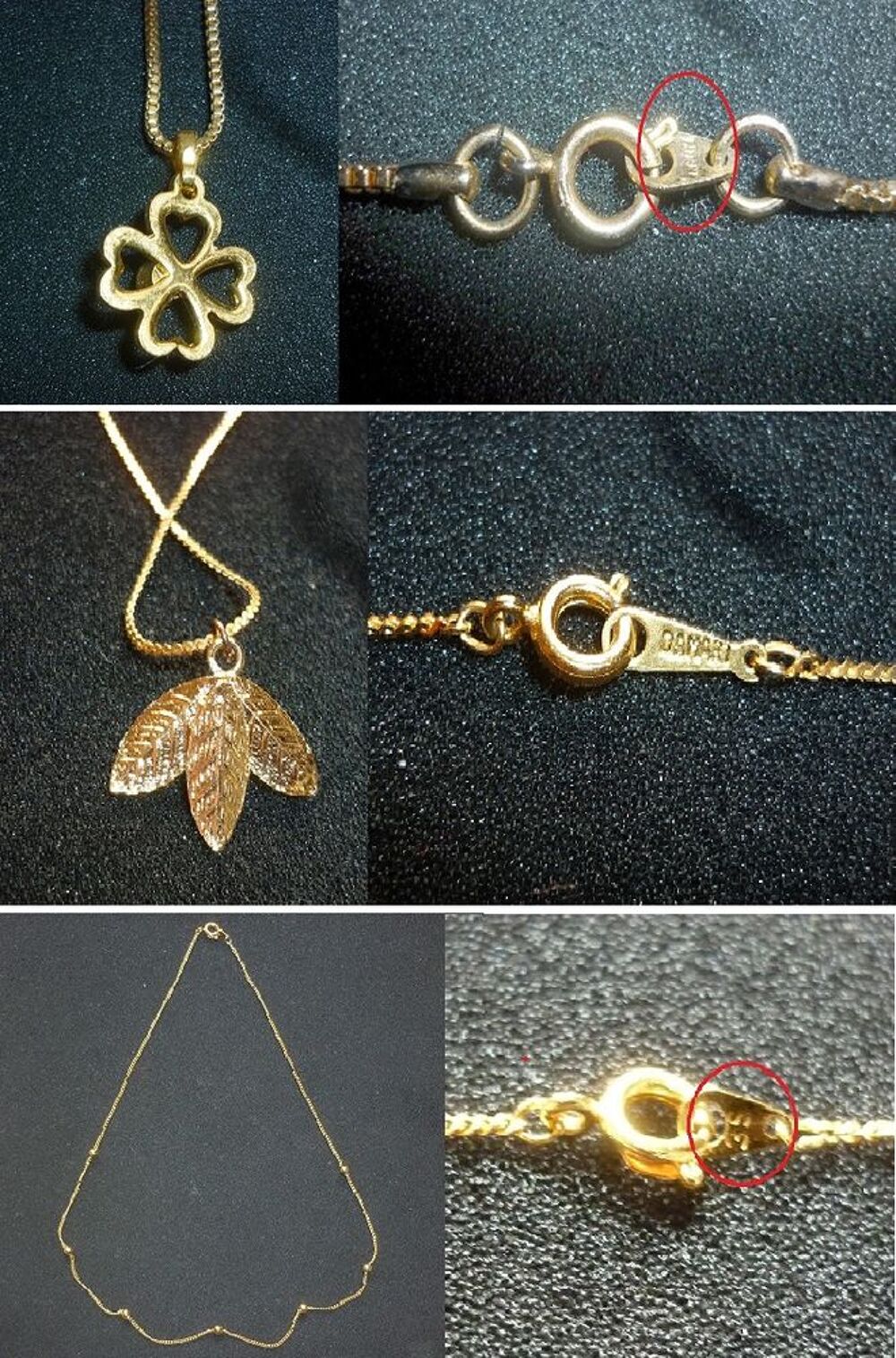 BIJOUX fantaisie collection DAMART : Lot de 3 colliers dor&eacute;s Bijoux et montres
