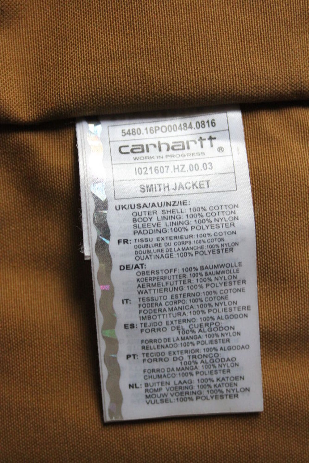 Veste tabac capuche CARHARTT 
Taille S Vêtements