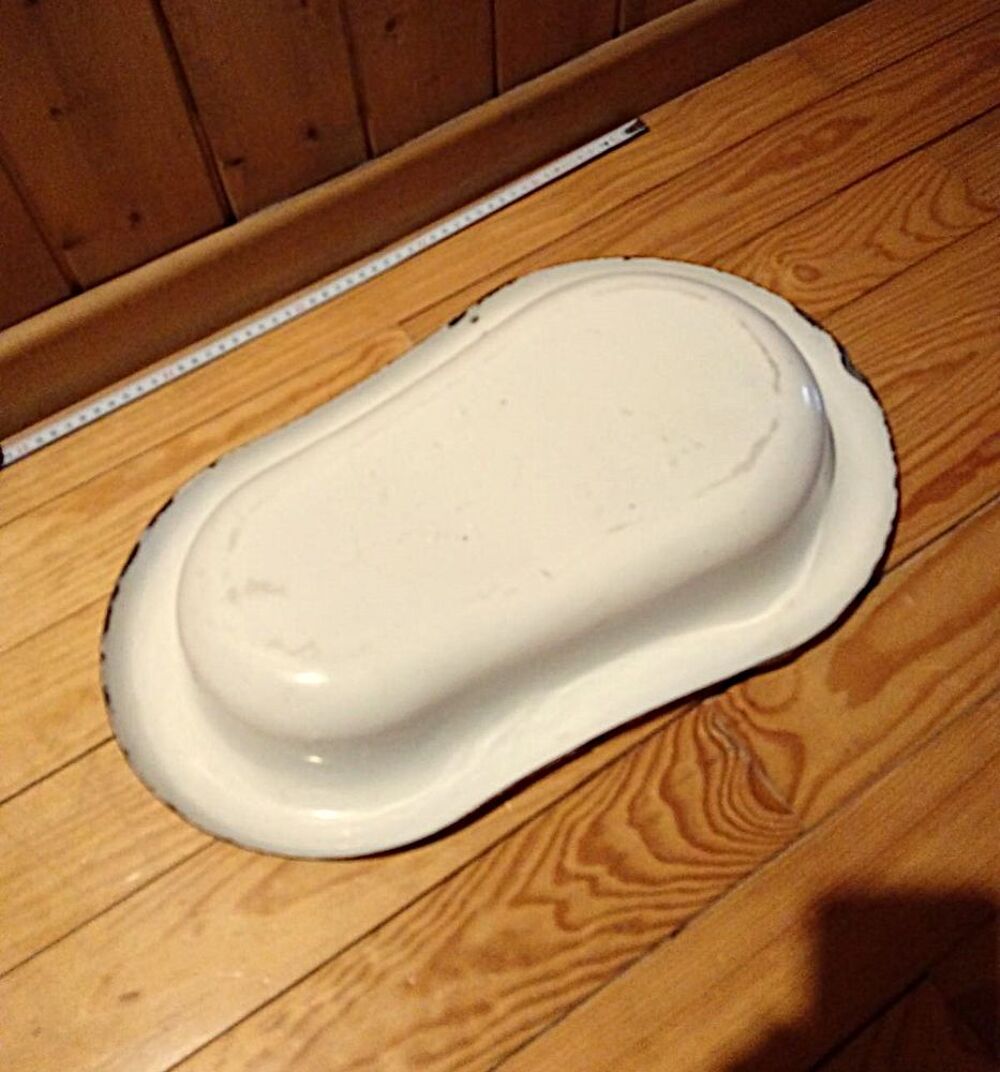 Ancien bidet en t&ocirc;le &eacute;maill&eacute; bac &agrave; fleurs Jardin