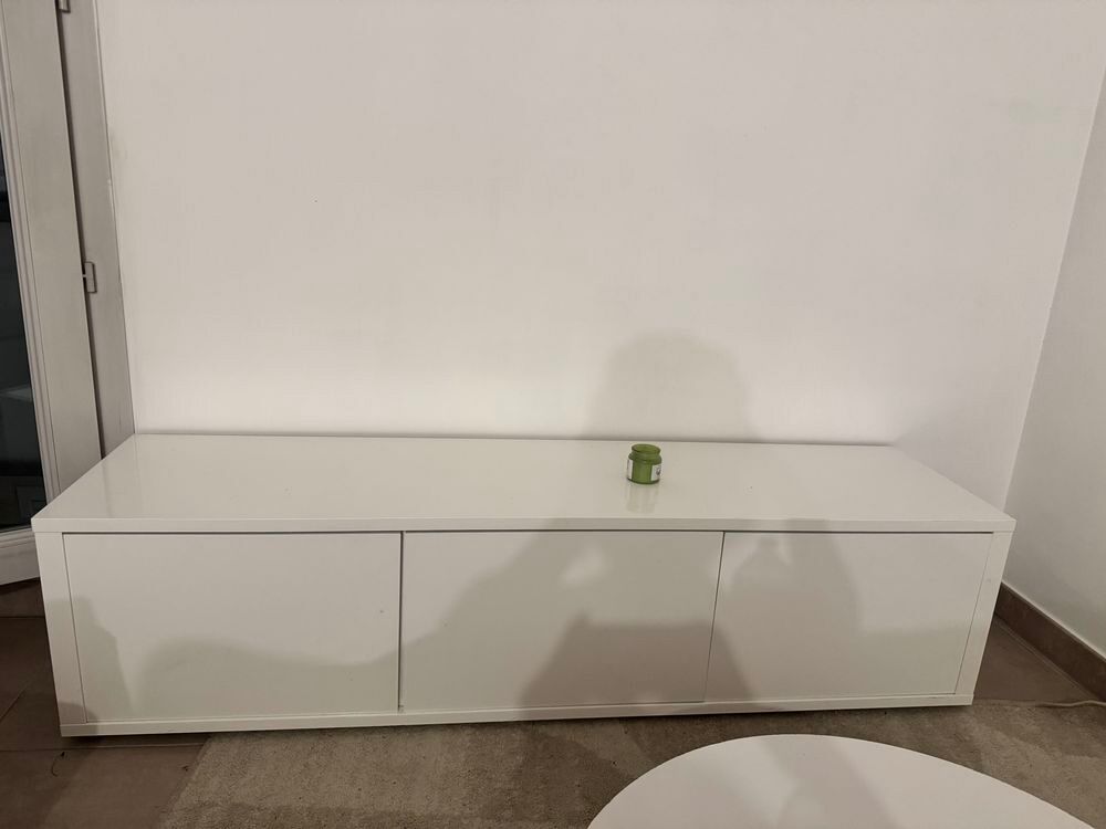 Meuble TV blanc laqu&eacute; €" 156 cm Meubles