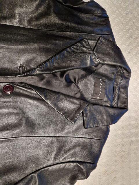 manteau long cuir noir , Bassin Arcachon 90 Biganos (33)