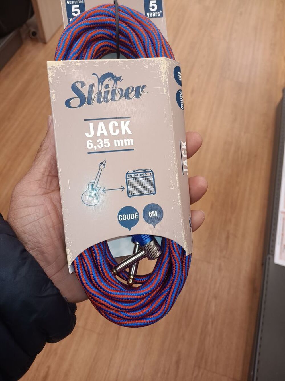 Cable Jack 6,35mm 6M coud&eacute; marque Shiver Audio et hifi