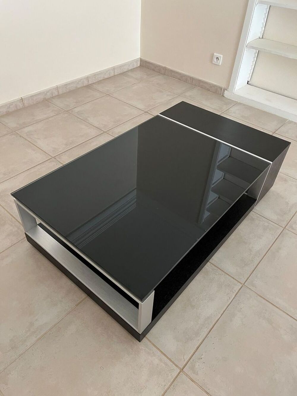 JE DONNE - Table basse noire - verre et bois Meubles