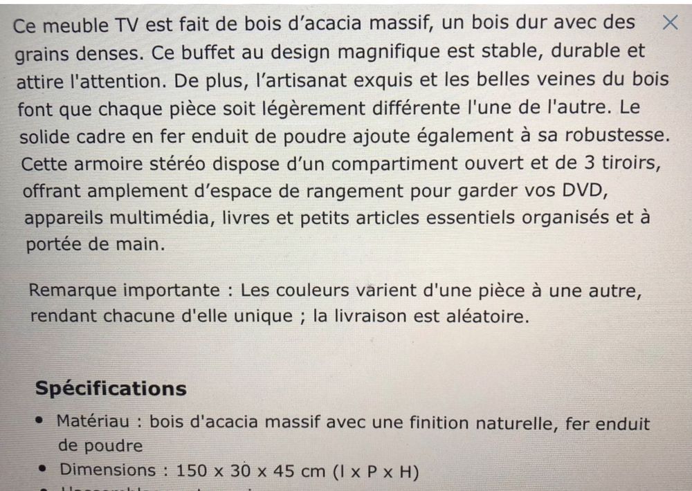 Meuble t&eacute;l&eacute; bas Meubles