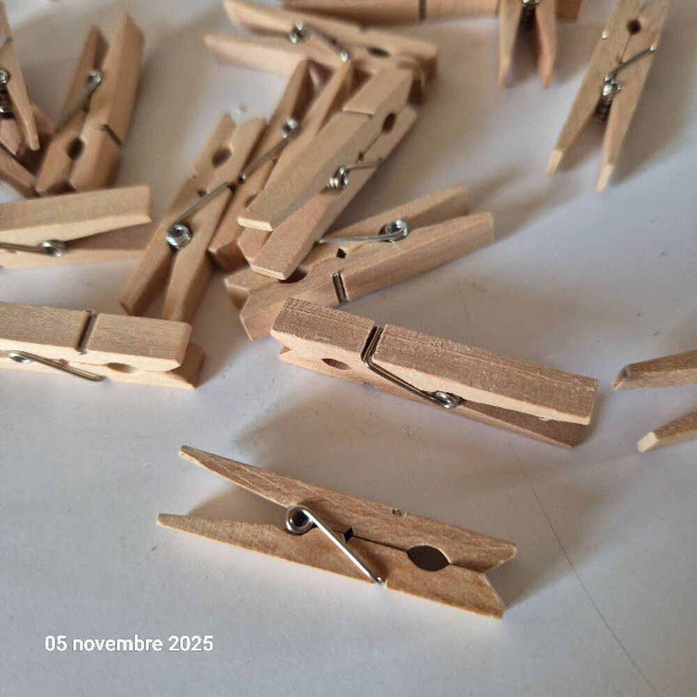 Lot de 36 pince &agrave; linge en bois naturel de taille moyenne Bricolage
